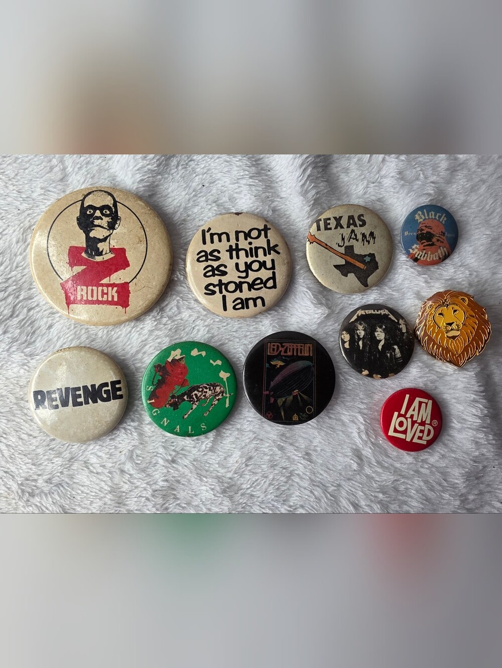 Vintage 1980s Rock Band Pinback Button Lot Led Zeppelin Metallica